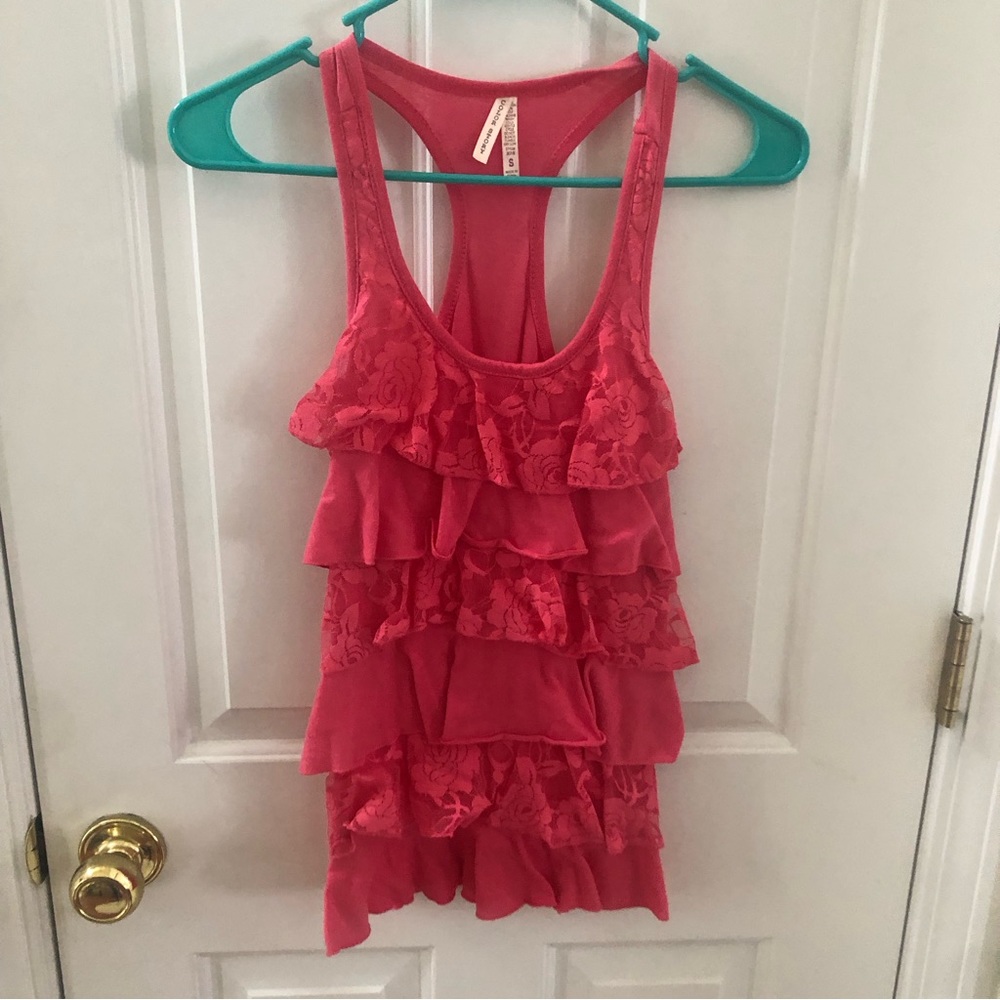 Color Story Coral Lace Tank Top Size Small